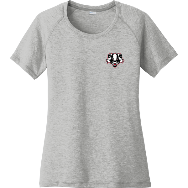 Scary Badgers Ladies PosiCharge Tri-Blend Wicking Scoop Neck Raglan Tee
