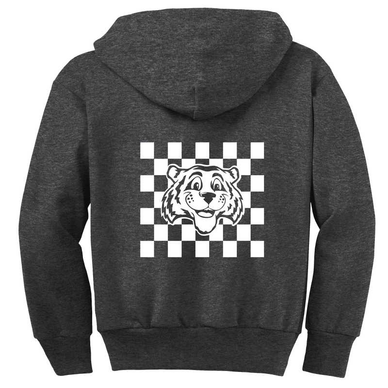 Coles Elementary Youth "Checkered Tiger" Full-Zip Hooded Sweatshirt